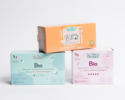 Vivicot Bio Notte con ali + Salvaslip Dualform + Tampone