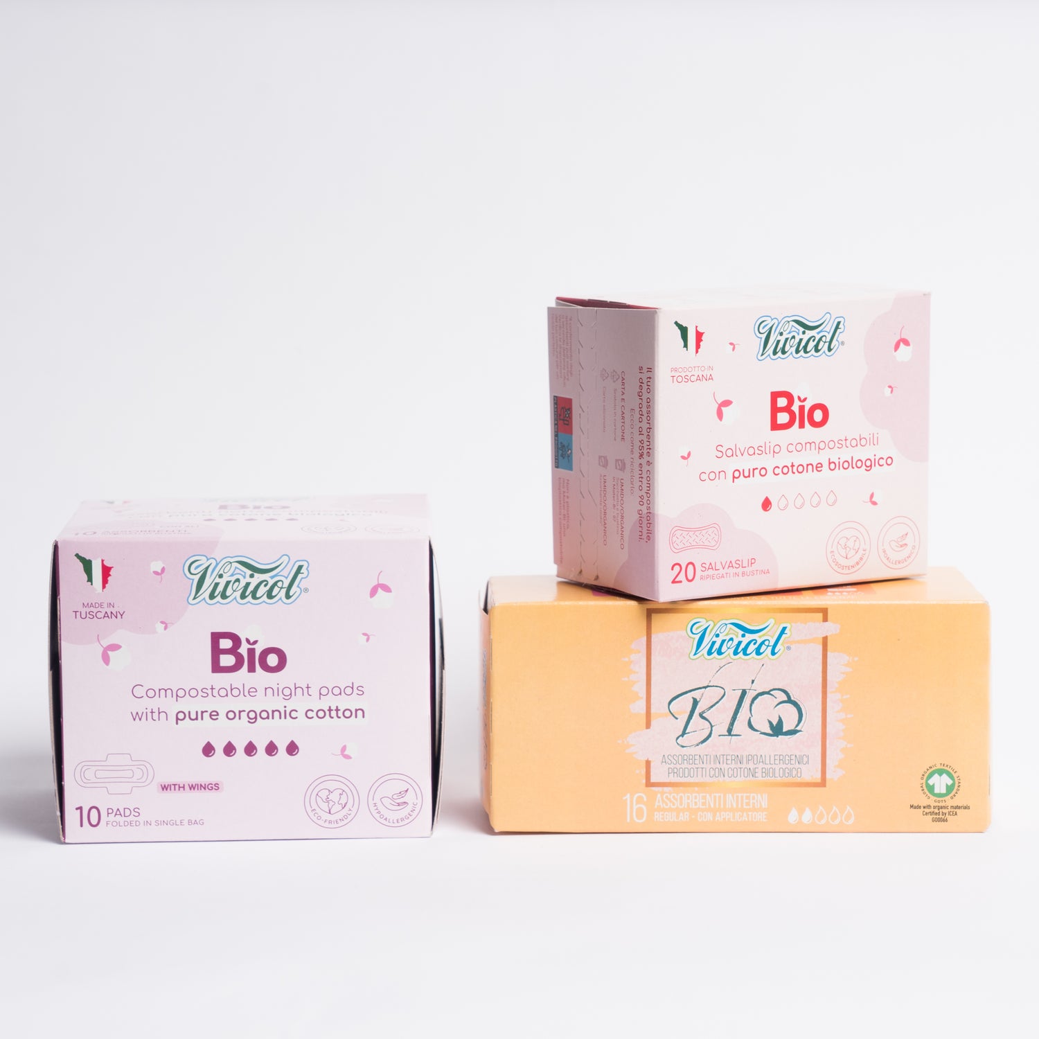 Vivicot Bio Salvaslip + Notte con ali + Tampone