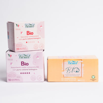 Vivicot Bio Salvaslip + Notte con ali + Tampone