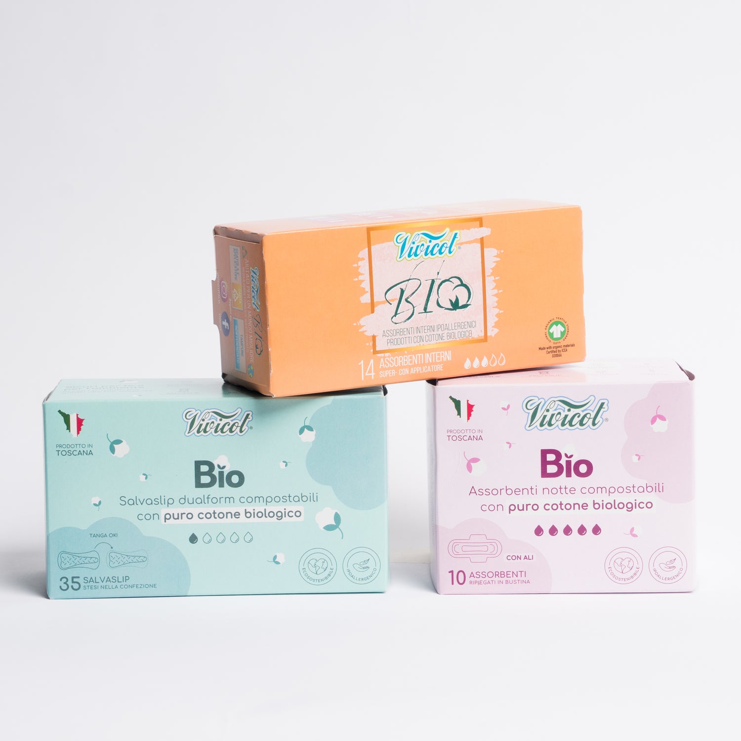 Vivicot Bio Notte con ali + Salvaslip Dualform + Tampone