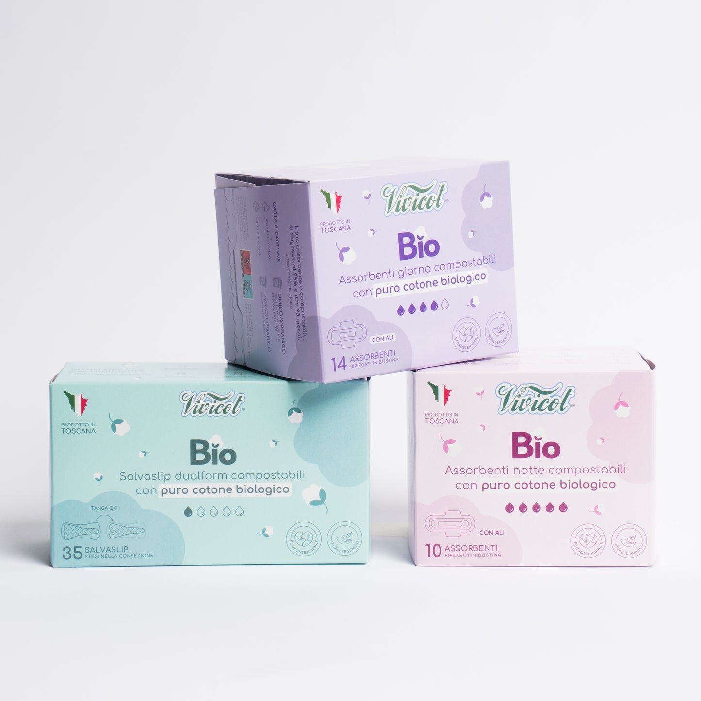 Vivicot Bio Notte con ali + Salvaslip Dualform + Tampone